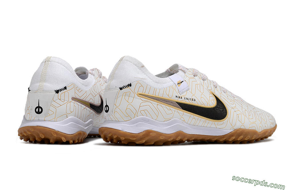 Nike Tiempo Legend 10 Pro TF Low-Tops Football Shoes - White/Gold/Black 6