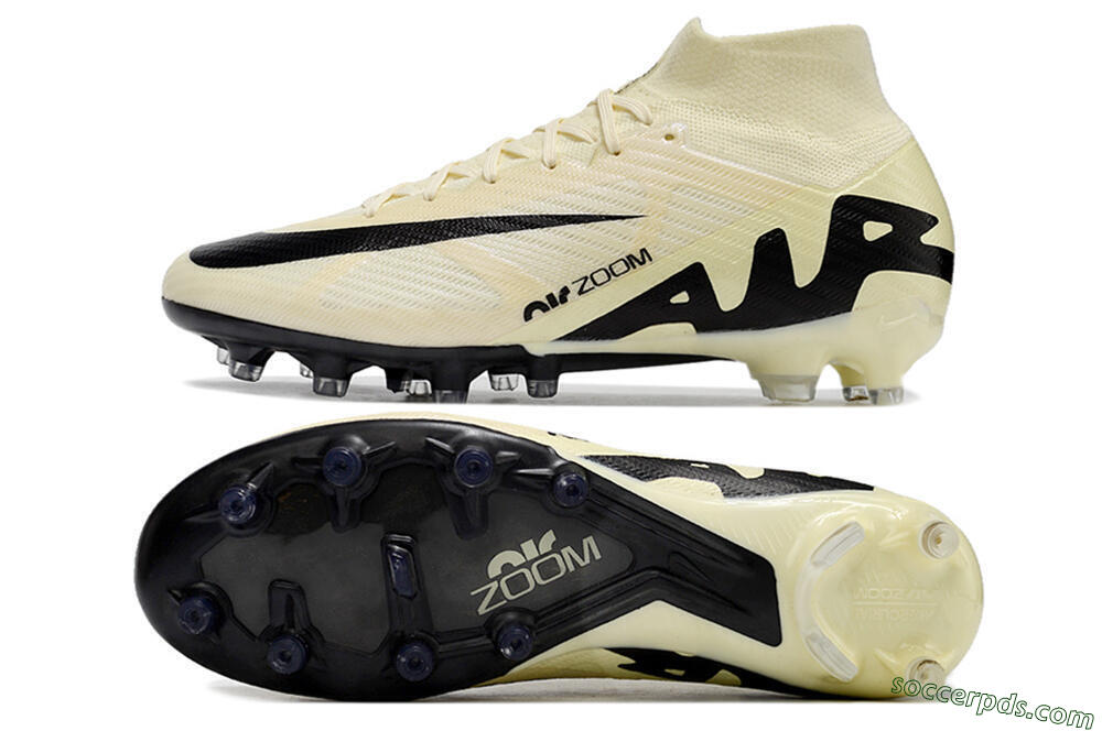 Nike Air Zoom Mercurial Superfly 9 Elite AG High-Tops Football Boots - Beige/Black/White 0