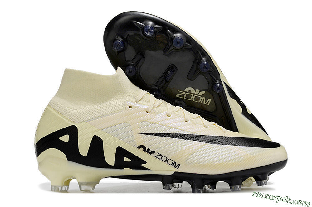 Nike Air Zoom Mercurial Superfly 9 Elite AG High-Tops Football Boots - Beige/Black/White 1