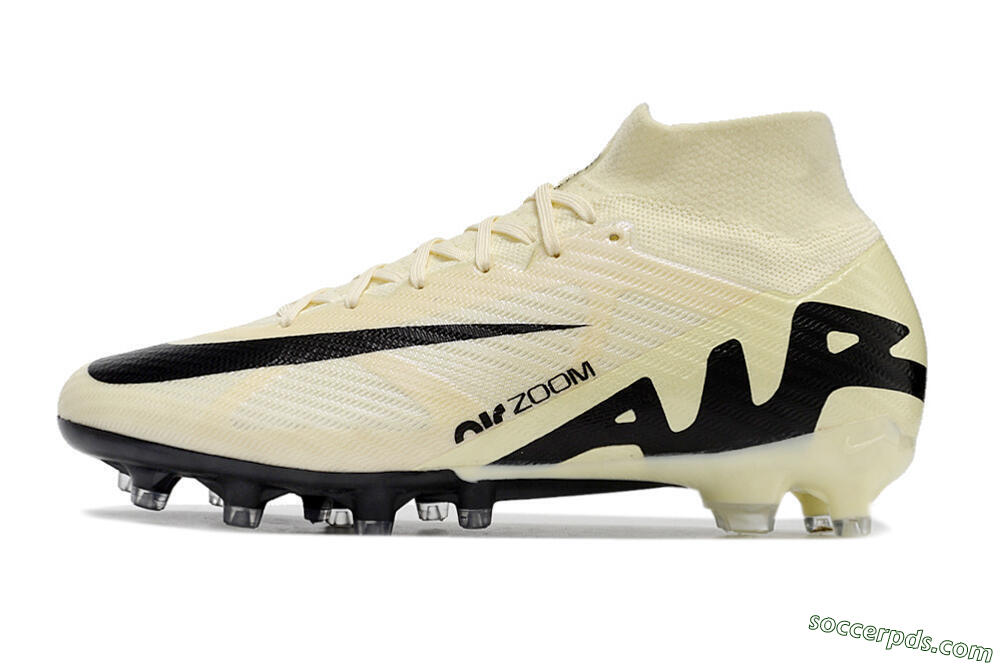 Nike Air Zoom Mercurial Superfly 9 Elite AG High-Tops Football Boots - Beige/Black/White 2