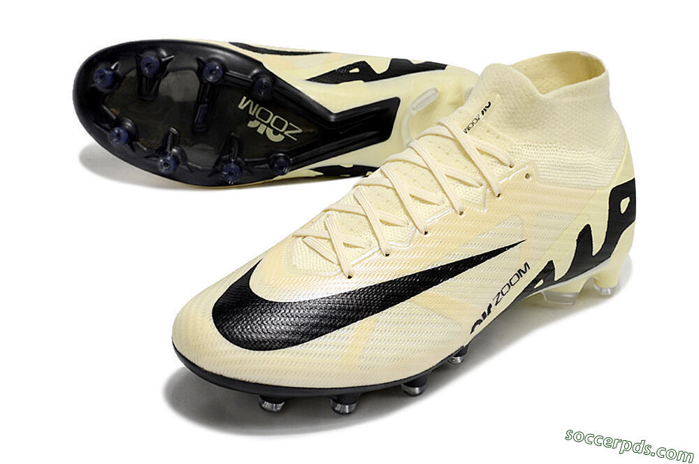 Nike Air Zoom Mercurial Superfly 9 Elite AG High-Tops Football Boots - Beige/Black/White 3