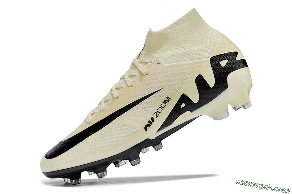Nike Air Zoom Mercurial Superfly 9 Elite AG High-Tops Football Boots - Beige/Black/White 5
