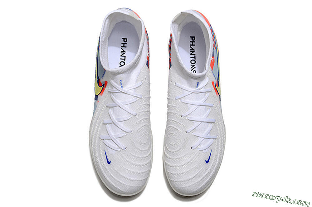 Nike Phantom Luna Elite NU TF High-Tops Football Shoes - White/Red/Yellow/Blue 5