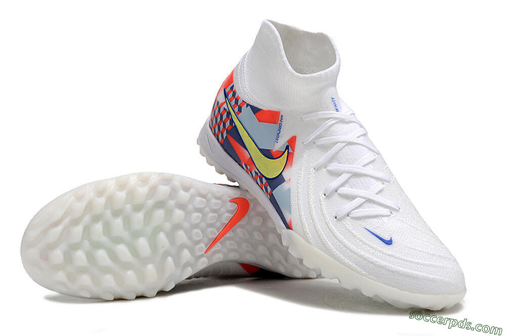 Nike Phantom Luna Elite NU TF High-Tops Football Shoes - White/Red/Yellow/Blue 3