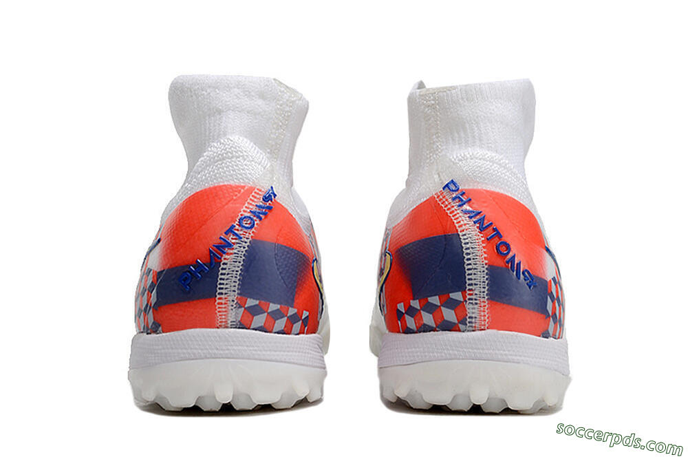 Nike Phantom Luna Elite NU TF High-Tops Football Shoes - White/Red/Yellow/Blue 6