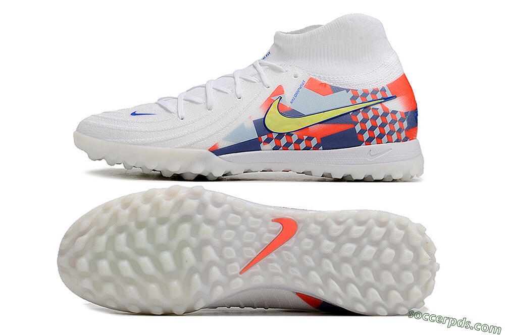 Nike Phantom Luna Elite NU TF High-Tops Football Shoes - White/Red/Yellow/Blue 0