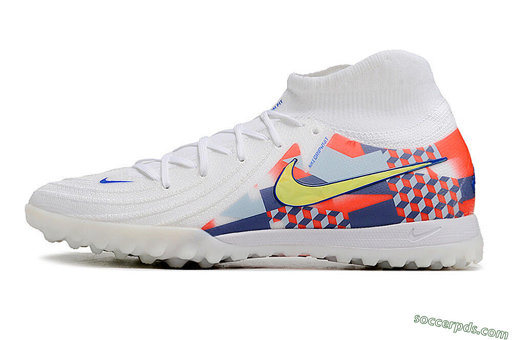Nike Phantom Luna Elite NU TF High-Tops Football Shoes - White/Red/Yellow/Blue 2