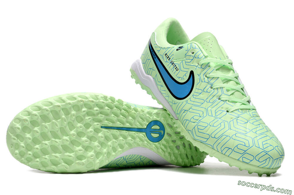 Nike Tiempo Legend 10 Pro TF Low-Tops Football Shoes - Green/Blue/White 0