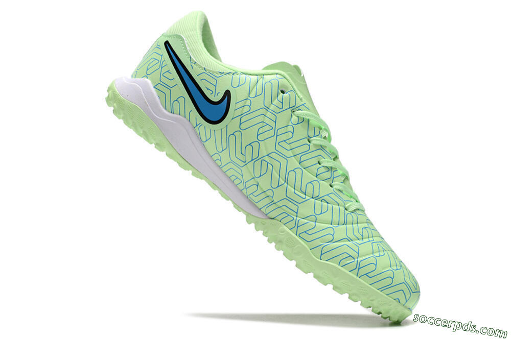 Nike Tiempo Legend 10 Pro TF Low-Tops Football Shoes - Green/Blue/White 4