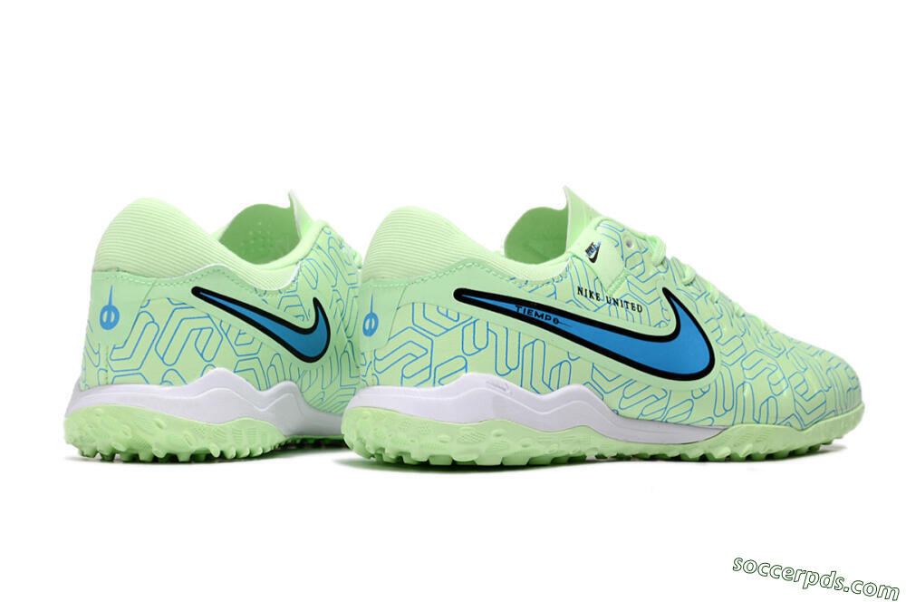 Nike Tiempo Legend 10 Pro TF Low-Tops Football Shoes - Green/Blue/White 6