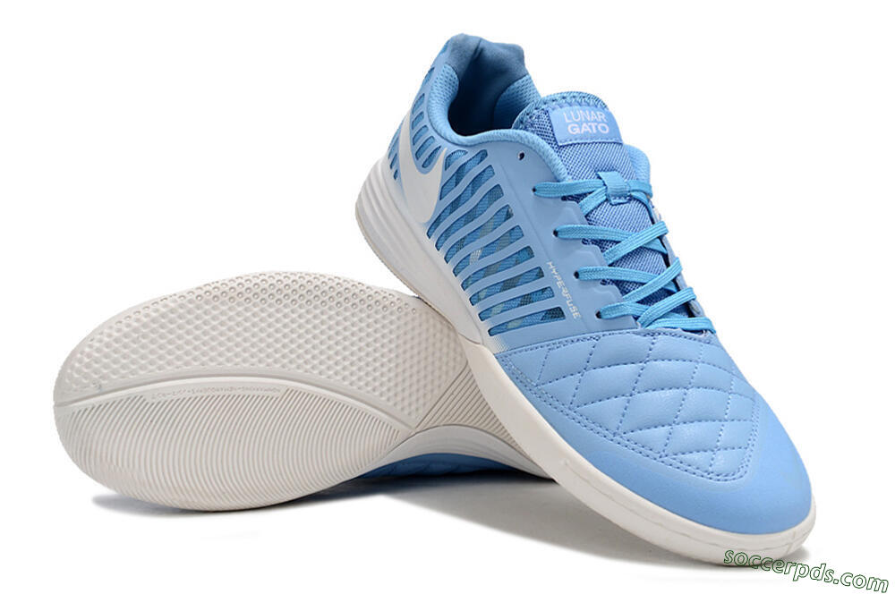 Nike Lunar Gato 2 IC Low-Tops Football Shoes - Blue/White 3