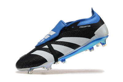 Adidas Predator Elite Foldover Tongue FG Low-Tops Football Boots - Black/White/Blue