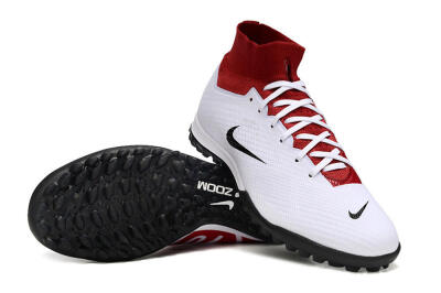 Nike Air Zoom Mercurial Superfly 9 Elite TF High-Tops Football Shoes - White/Black/Red