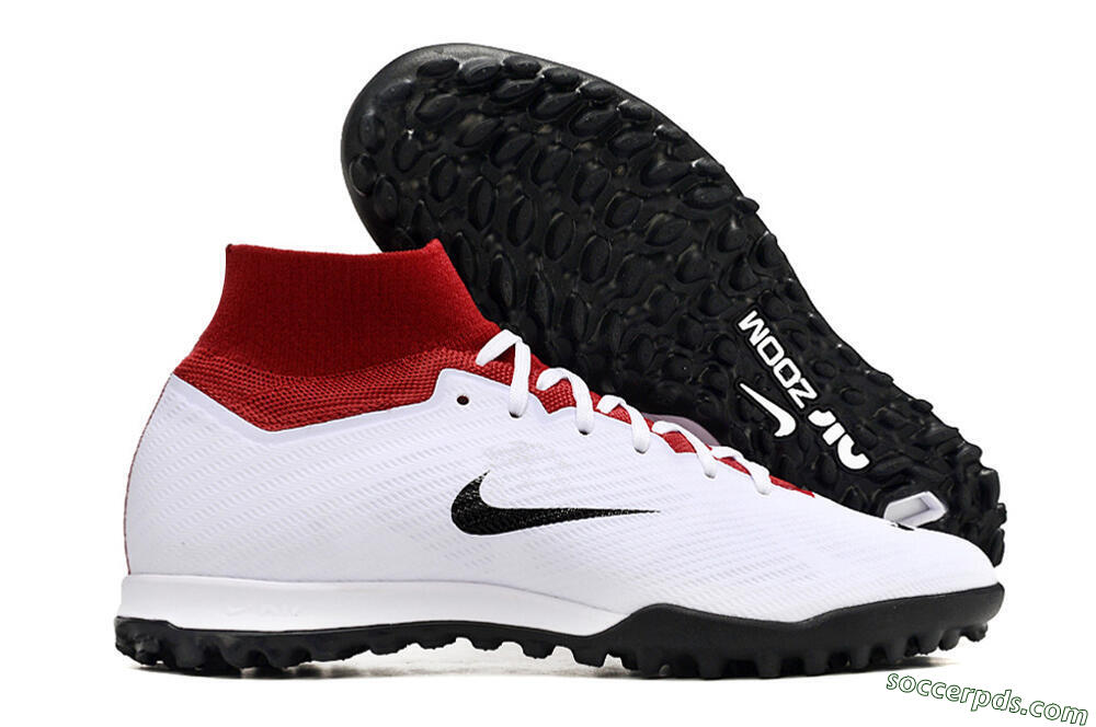 Nike Air Zoom Mercurial Superfly 9 Elite TF High-Tops Football Shoes - White/Black/Red 1
