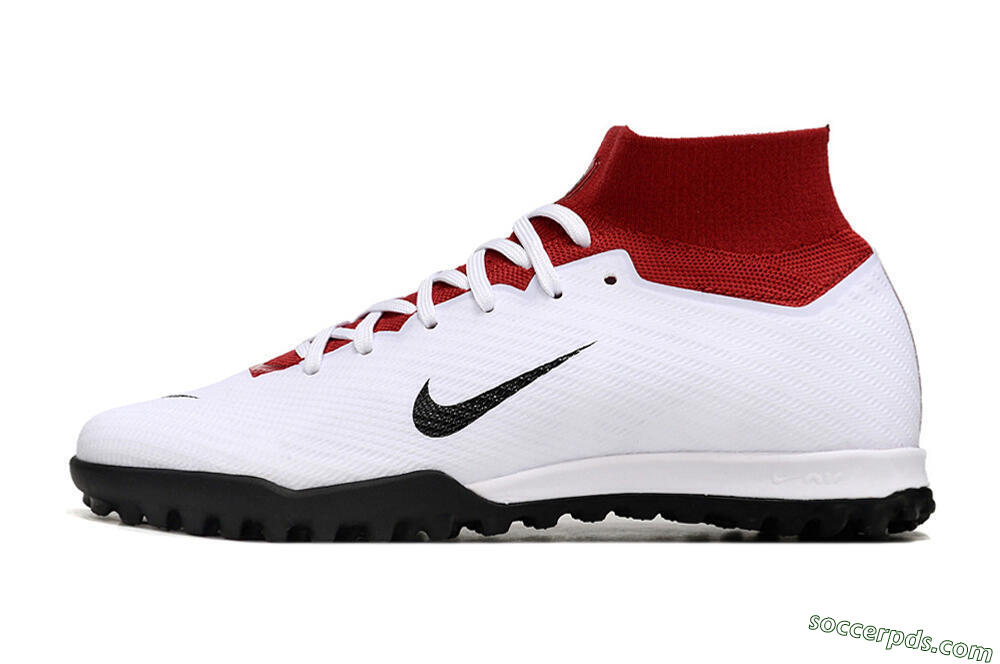 Nike Air Zoom Mercurial Superfly 9 Elite TF High-Tops Football Shoes - White/Black/Red 2
