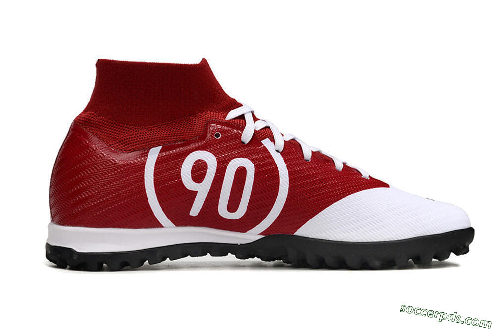 Nike Air Zoom Mercurial Superfly 9 Elite TF High-Tops Football Shoes - White/Black/Red 5