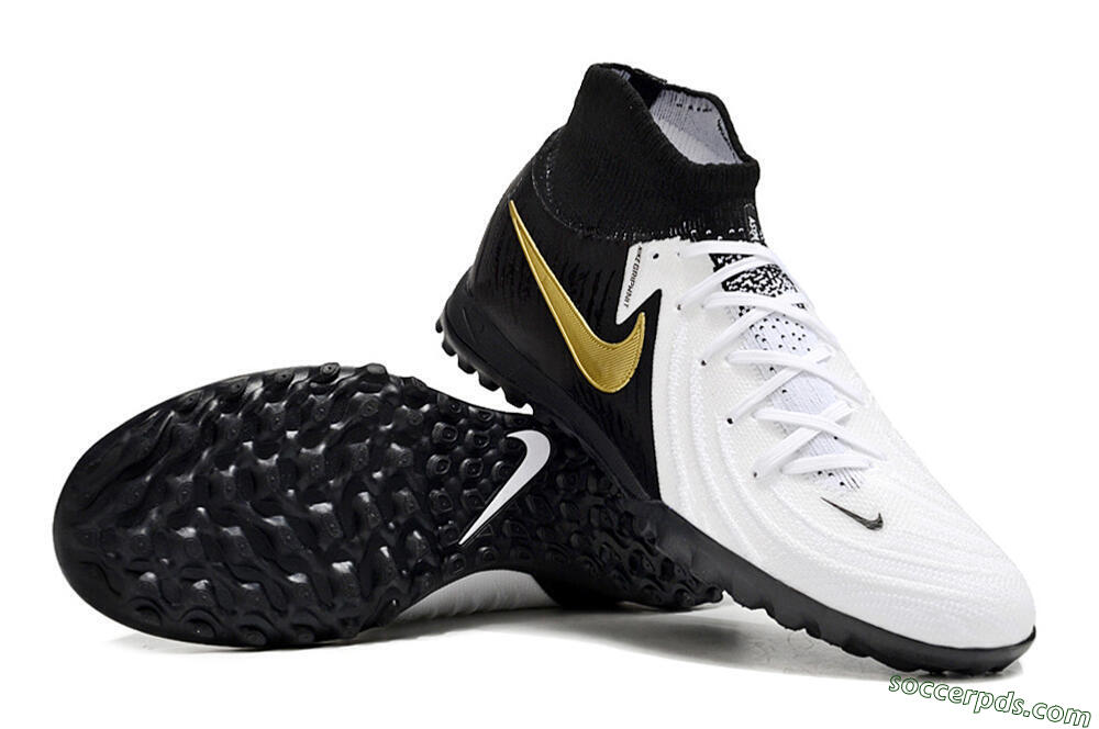 Nike Phantom Luna 2 Elite TF High-Tops Football Shoes - White/Black/Gold 3