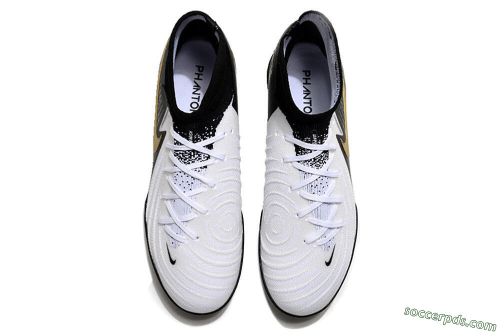 Nike Phantom Luna 2 Elite TF High-Tops Football Shoes - White/Black/Gold 4