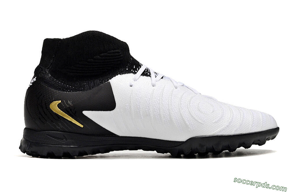 Nike Phantom Luna 2 Elite TF High-Tops Football Shoes - White/Black/Gold 7