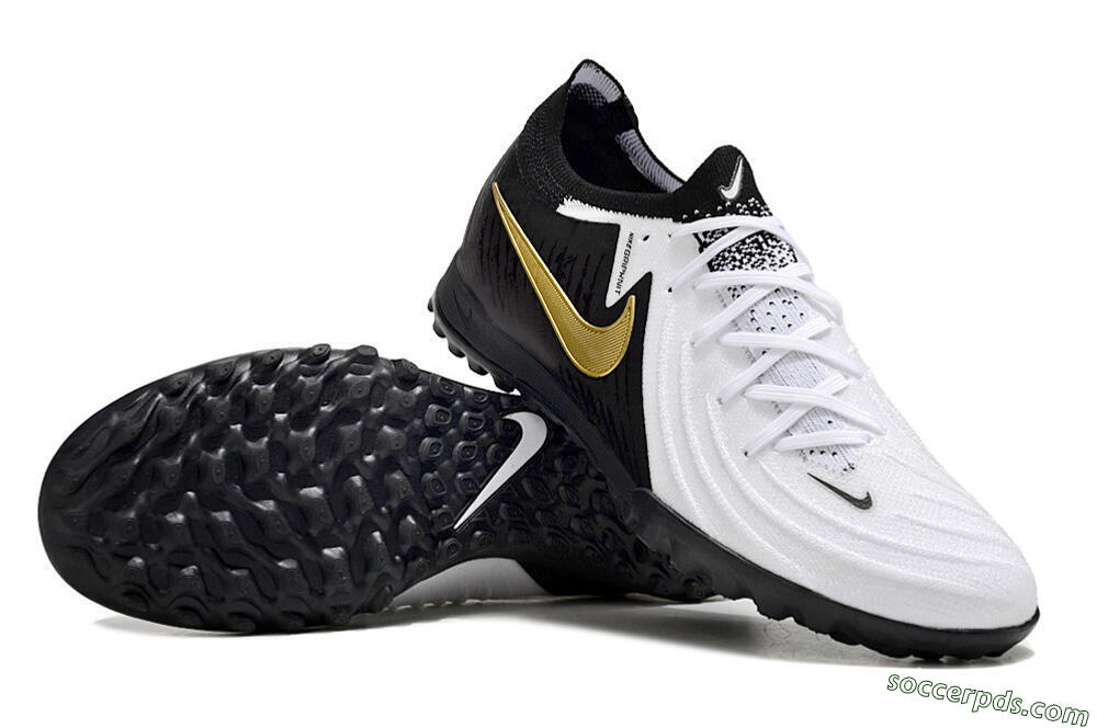 Nike Phantom Luna Elite TF Low-Tops Football Shoes - White/Black/Gold 3