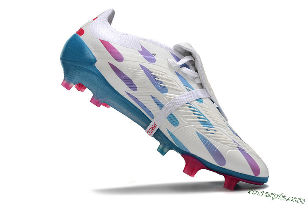 Adidas Predator Elite Foldover Tongue FG Low-Tops Football Boots - White/Blue/Pink 4
