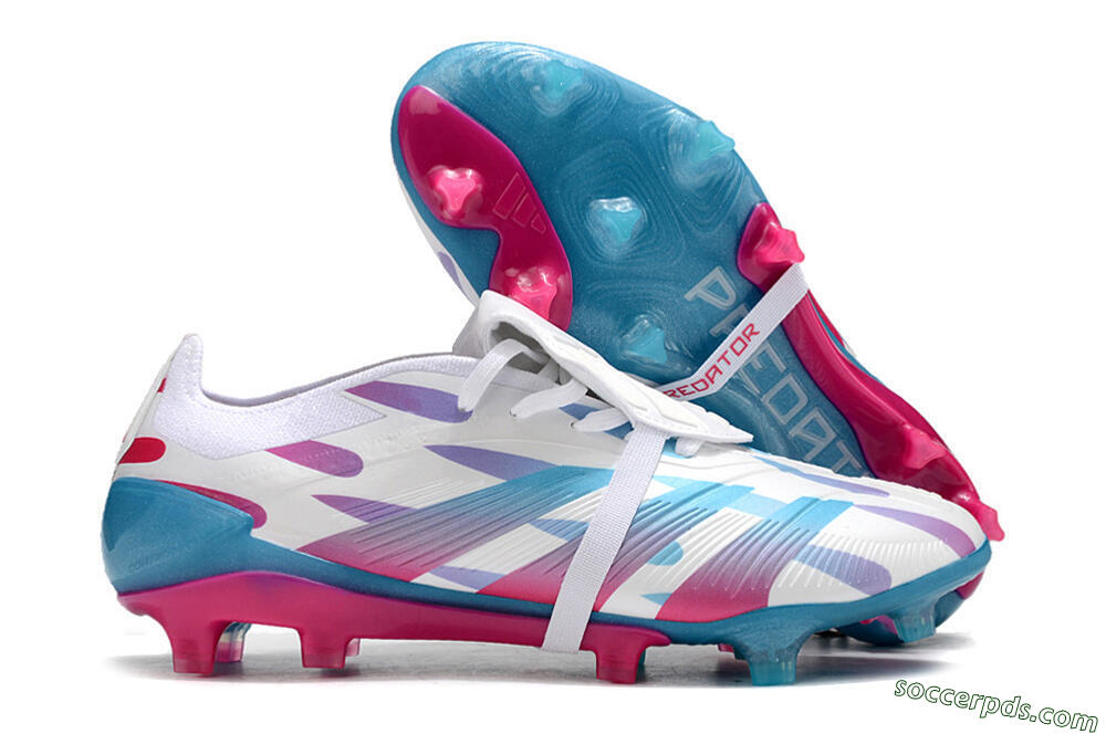 Adidas Predator Elite Foldover Tongue FG Low-Tops Football Boots - White/Blue/Pink 1