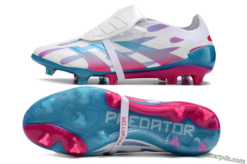Adidas Predator Elite Foldover Tongue FG Low-Tops Football Boots - White/Blue/Pink 0