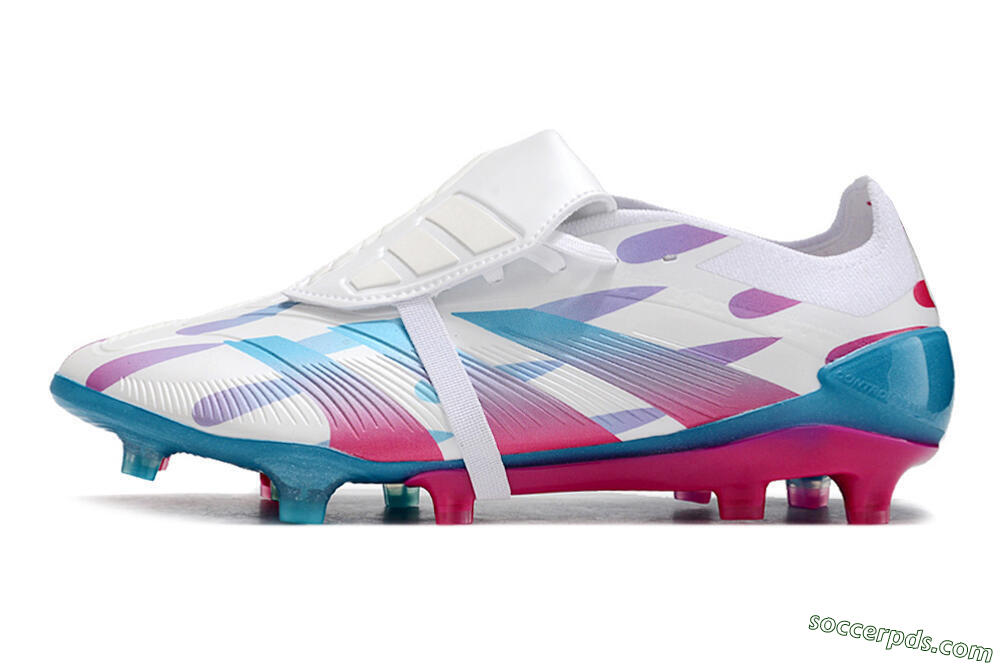 Adidas Predator Elite Foldover Tongue FG Low-Tops Football Boots - White/Blue/Pink 2