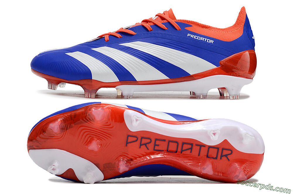 Adidas Predator Elite FG Low-Tops Football Boots - Blue/White/Red 0