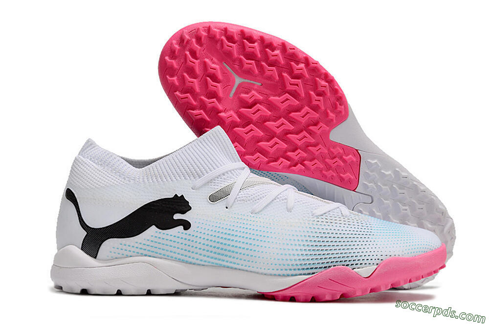 Puma Future Ultimate TF High-Tops Football Shoes - White/Black/Blue/Pink 1