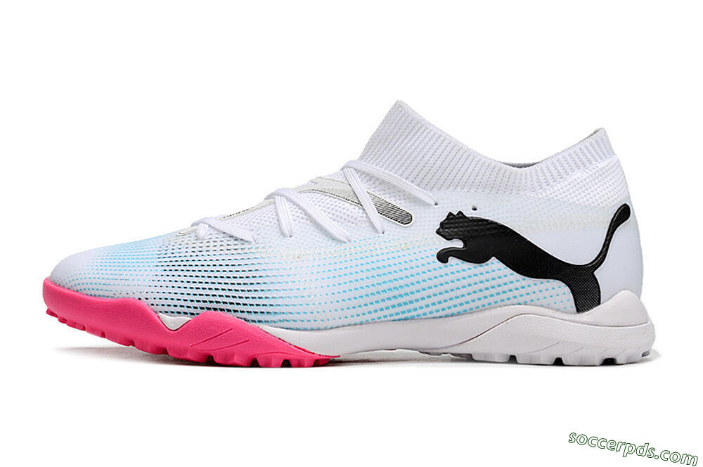 Puma Future Ultimate TF High-Tops Football Shoes - White/Black/Blue/Pink 2