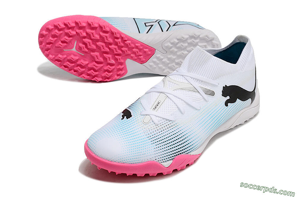 Puma Future Ultimate TF High-Tops Football Shoes - White/Black/Blue/Pink 3