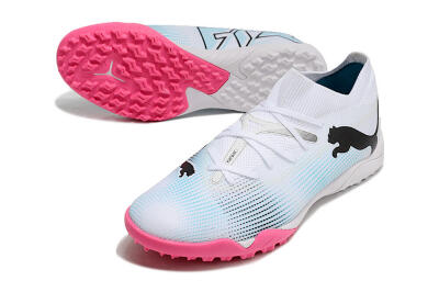 Puma Future Ultimate TF High-Tops Football Shoes - White/Black/Blue/Pink