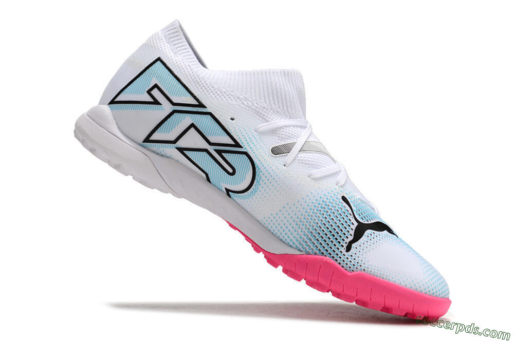 Puma Future Ultimate TF High-Tops Football Shoes - White/Black/Blue/Pink 4