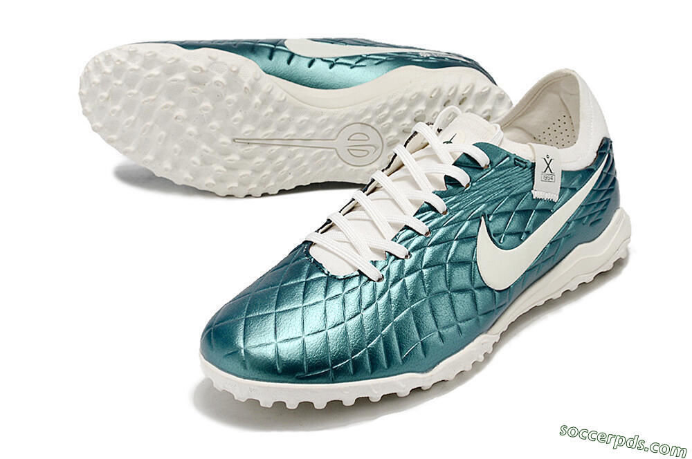 Nike Tiempo Legend 10 Pro TF Low-Tops Football Shoes - Jade/White 3