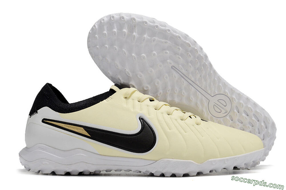 Nike Tiempo Legend 10 Pro TF Low-Tops Football Shoes - Beige/Black/White 1