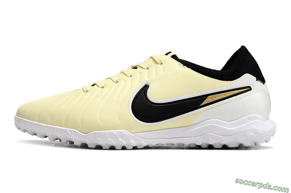 Nike Tiempo Legend 10 Pro TF Low-Tops Football Shoes - Beige/Black/White 2