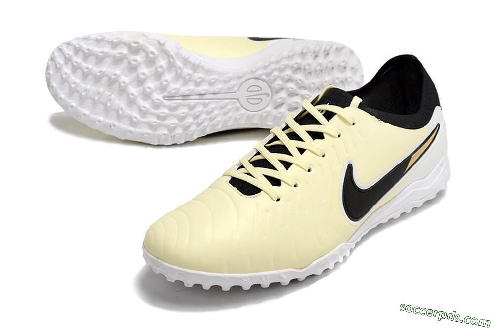 Nike Tiempo Legend 10 Pro TF Low-Tops Football Shoes - Beige/Black/White 3