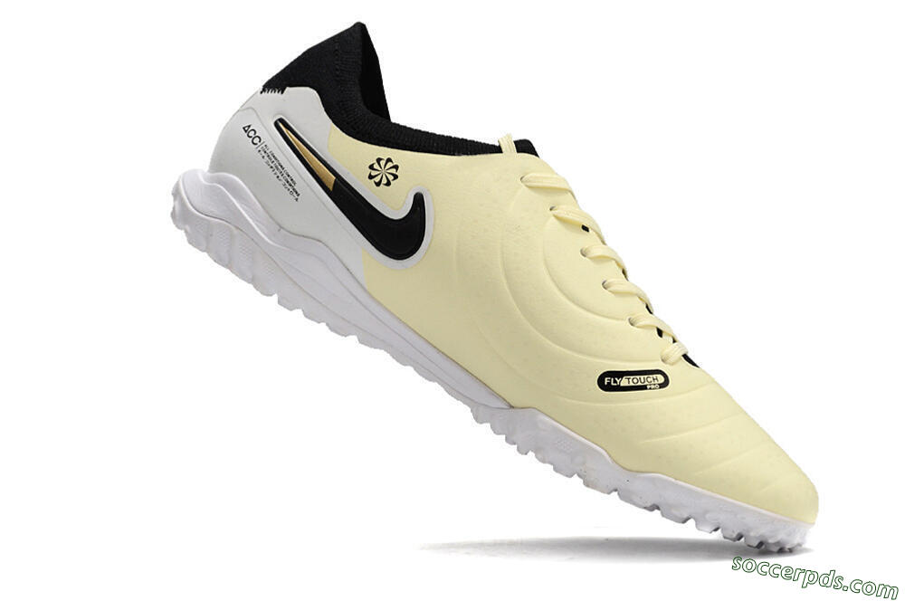 Nike Tiempo Legend 10 Pro TF Low-Tops Football Shoes - Beige/Black/White 4