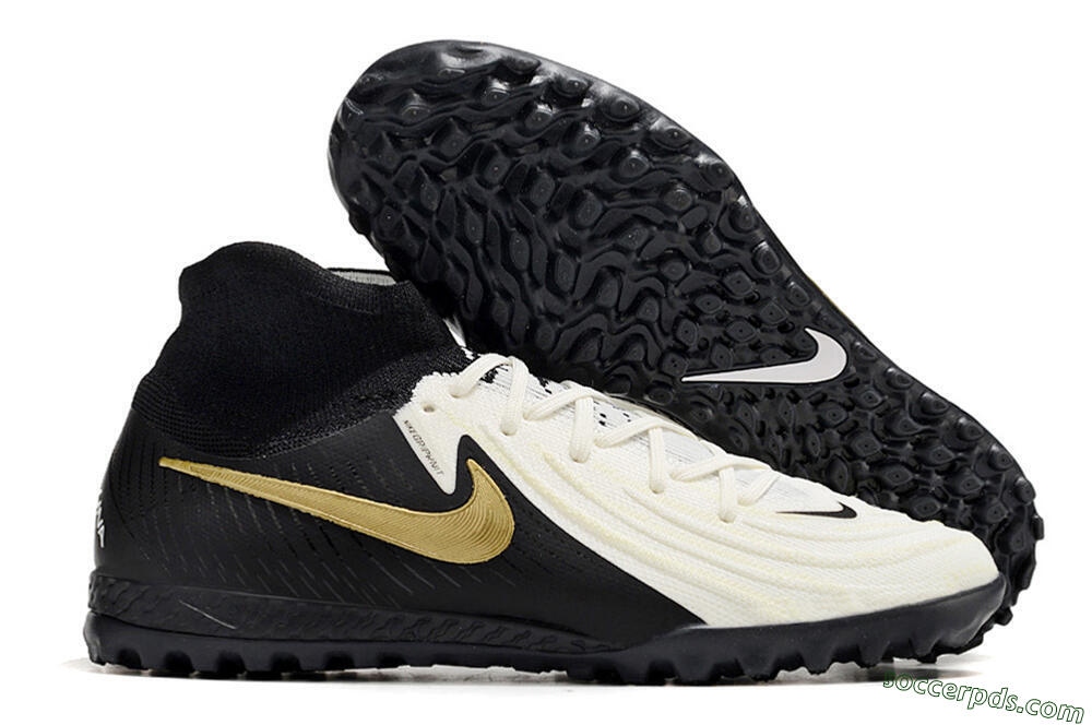 Nike Phantom Luna Elite NU TF High-Tops Football Shoes - White/Black/Gold 1