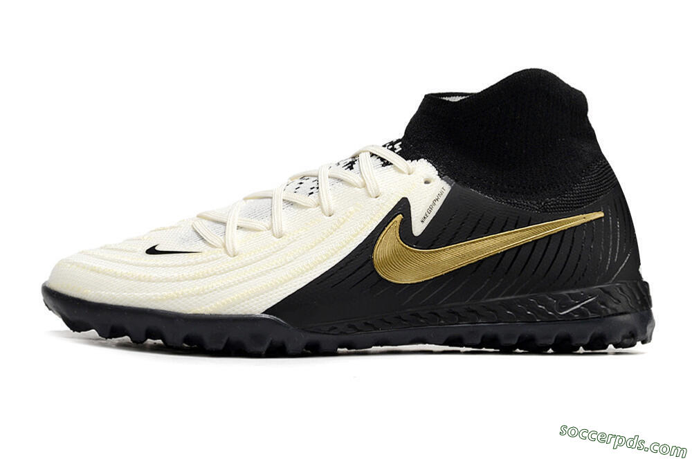 Nike Phantom Luna Elite NU TF High-Tops Football Shoes - White/Black/Gold 2