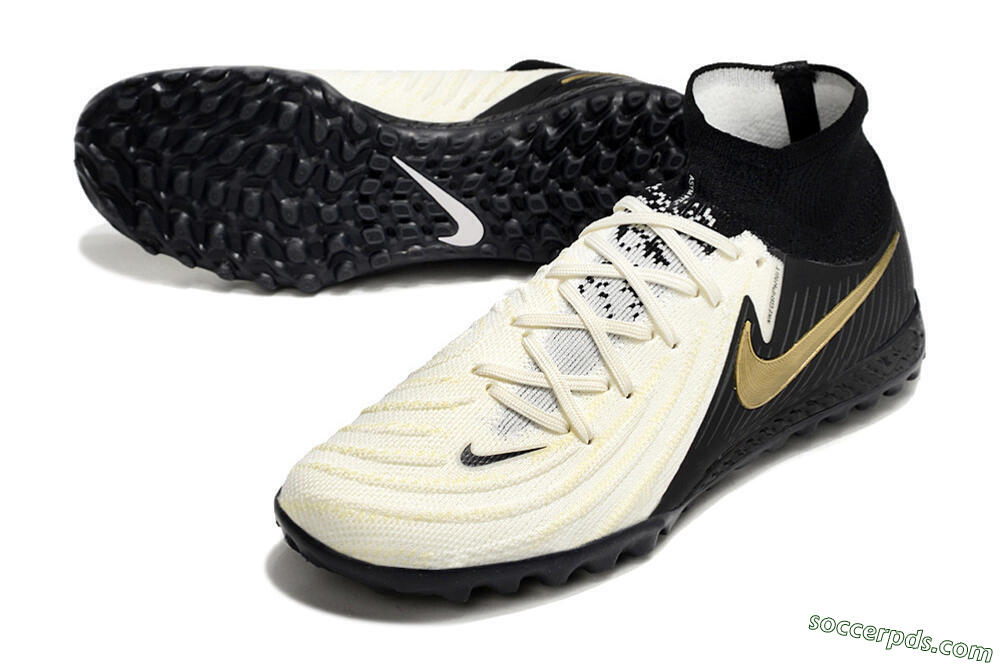 Nike Phantom Luna Elite NU TF High-Tops Football Shoes - White/Black/Gold 3