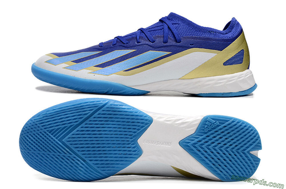 Adidas X Crazyfast.1 Messi IC Low-Tops Football Shoes - Blue/Jade/Gold/White 0