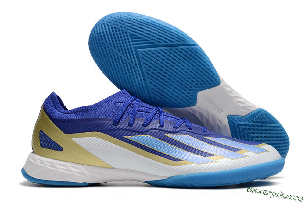 Adidas X Crazyfast.1 Messi IC Low-Tops Football Shoes - Blue/Jade/Gold/White 1