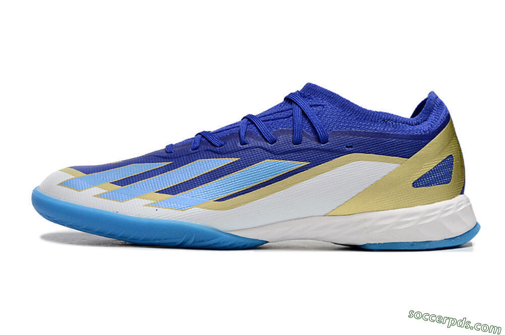 Adidas X Crazyfast.1 Messi IC Low-Tops Football Shoes - Blue/Jade/Gold/White 2