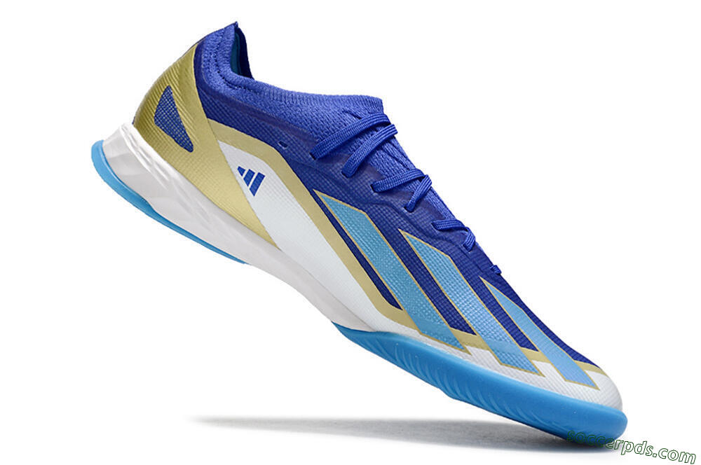 Adidas X Crazyfast.1 Messi IC Low-Tops Football Shoes - Blue/Jade/Gold/White 4