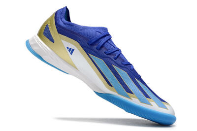 Adidas X Crazyfast.1 Messi IC Low-Tops Football Shoes - Blue/Jade/Gold/White