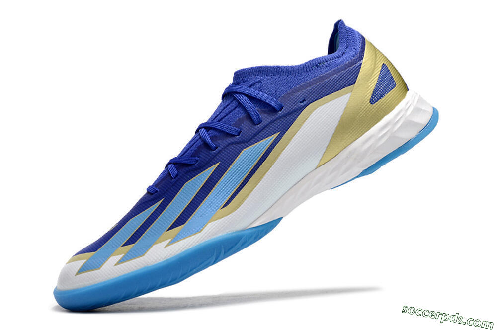 Adidas X Crazyfast.1 Messi IC Low-Tops Football Shoes - Blue/Jade/Gold/White 5