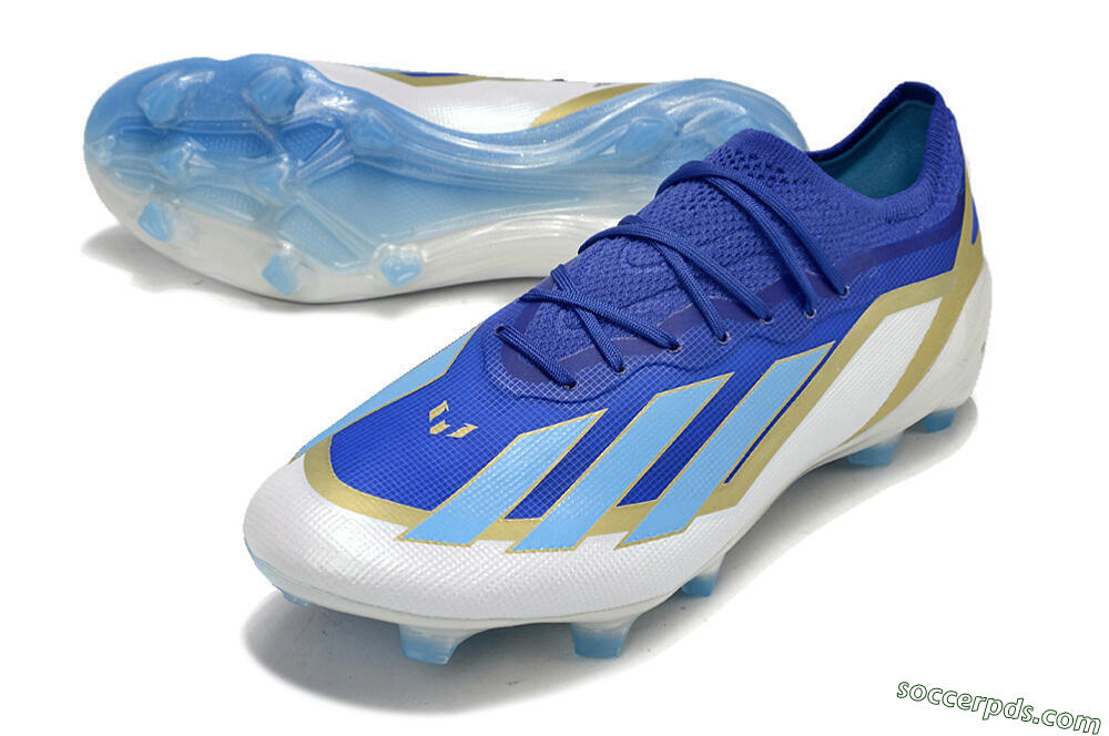 Adidas X Crazyfast.1 Messi FG Low-Tops Football Boots - Blue/Jade/Gold/White 3