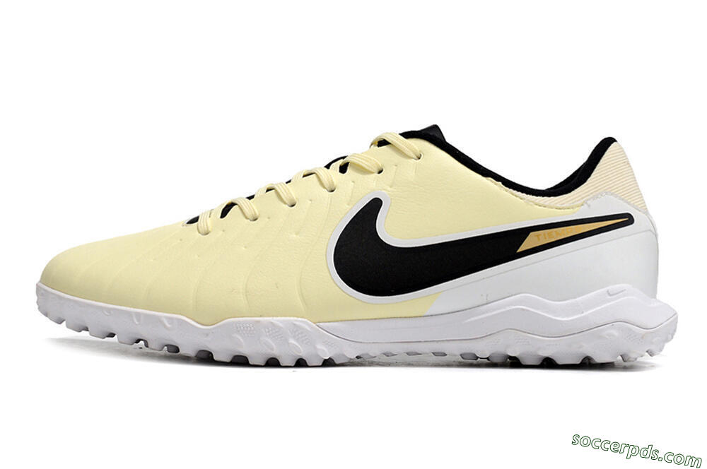 Nike Tiempo Legend 10 Elite TF Low-Tops Football Shoes - Beige/Black/White 2